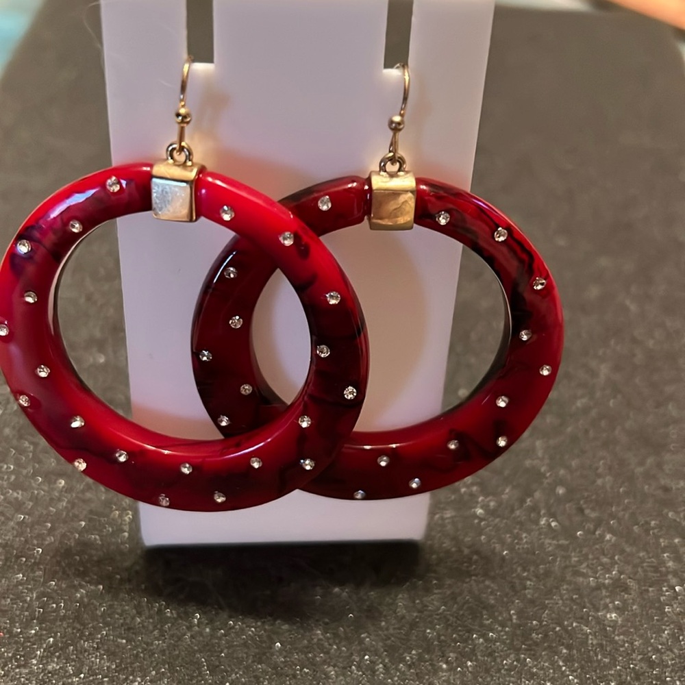Red hoop earrings